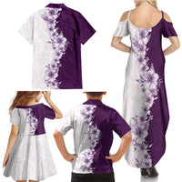 Hawaii Hibiscus Flowers Family Matching Summer Maxi Dress and Hawaiian Shirt Purple Polynesian Pattern LT05 - Polynesian Pride