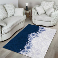 Hawaii Hibiscus Flowers Area Rug Blue Polynesian Pattern LT05 - Polynesian Pride