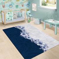 Hawaii Hibiscus Flowers Area Rug Blue Polynesian Pattern LT05 - Polynesian Pride