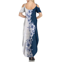 Hawaii Hibiscus Flowers Summer Maxi Dress Blue Polynesian Pattern LT05 - Polynesian Pride