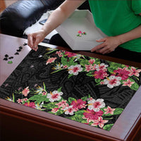 Hawaii Tropical Flowers Puzzle Black Polynesian Tattoo Art LT05 - Polynesian Pride
