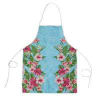 Hawaii Tropical Flowers Apron Sky Blue Polynesian Tattoo Art LT05 Blue - Polynesian Pride