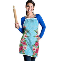 Hawaii Tropical Flowers Apron Sky Blue Polynesian Tattoo Art LT05 - Polynesian Pride