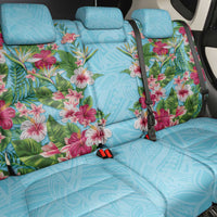 Hawaii Tropical Flowers Back Car Seat Cover Sky Blue Polynesian Tattoo Art LT05 - Polynesian Pride