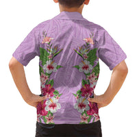 Hawaii Tropical Flowers Family Matching Mermaid Dress and Hawaiian Shirt Lavender Polynesian Tattoo Art LT05 - Polynesian Pride