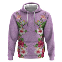 Hawaii Tropical Flowers Hoodie Lavender Polynesian Tattoo Art LT05 Pullover Hoodie Lavender - Polynesian Pride