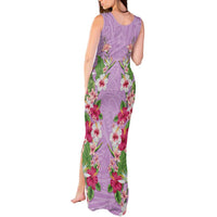 Hawaii Tropical Flowers Tank Maxi Dress Lavender Polynesian Tattoo Art LT05 - Polynesian Pride
