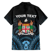 Personalised Happy Fiji Day 1970 Family Matching Puletasi and Hawaiian Shirt Flag Grunge Style