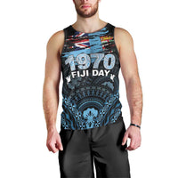 Personalised Happy Fiji Day 1970 Men Tank Top Flag Grunge Style