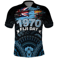 Personalised Happy Fiji Day 1970 Polo Shirt Flag Grunge Style