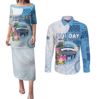 Fiji Day Couples Matching Puletasi and Long Sleeve Button Shirt Proud To Be Fijian