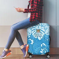 Fiji Spring Break Luggage Cover Fijian Tapa Pattern Blue LT05 - Polynesian Pride