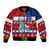 Personalized Samoa Christmas Bomber Jacket Santas Whale Manuia Le Kerisimasi LT05 Unisex Red - Polynesian Pride