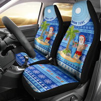 Personalized Fiji Christmas Car Seat Cover Santa Claus Surf Marau Na Kerisimasi LT05 - Polynesian Pride