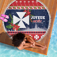 Wallis and Futuna Christmas Beach Blanket Poinsettia Joyeux Noel