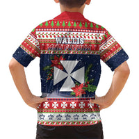 Wallis and Futuna Christmas Kid Hawaiian Shirt Poinsettia Joyeux Noel LT05 - Polynesian Pride