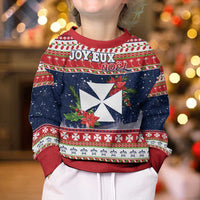 Wallis and Futuna Christmas Kid Ugly Christmas Sweater Poinsettia Joyeux Noel LT05 - Polynesian Pride