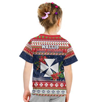 Wallis and Futuna Christmas Kid T Shirt Poinsettia Joyeux Noel LT05 - Polynesian Pride