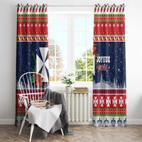 Wallis and Futuna Christmas Window Curtain Poinsettia Joyeux Noel