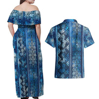 Hawaii Makahiki Turtle Couples Matching Off Shoulder Maxi Dress and Hawaiian Shirt Galaxy Tapa Pattern - Polynesian Pride