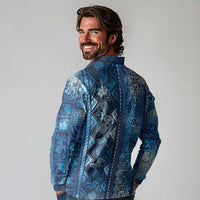 Hawaii Makahiki Turtle Long Sleeve Polo Shirt Galaxy Tapa Pattern - Polynesian Pride