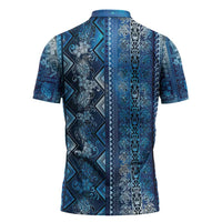 Hawaii Makahiki Turtle Zipper Polo Shirt Galaxy Tapa Pattern - Polynesian Pride