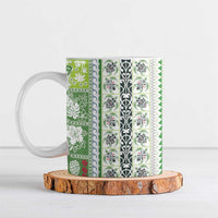 Hawaii Makahiki Turtle Ceramic Mug Green Tapa Pattern - Polynesian Pride