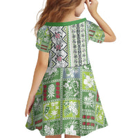 Hawaii Makahiki Turtle Family Matching Off Shoulder Maxi Dress and Hawaiian Shirt Green Tapa Pattern - Polynesian Pride