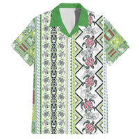 Hawaii Makahiki Turtle Family Matching Off Shoulder Maxi Dress and Hawaiian Shirt Green Tapa Pattern - Polynesian Pride