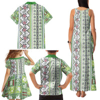 Hawaii Makahiki Turtle Family Matching Tank Maxi Dress and Hawaiian Shirt Green Tapa Pattern LT05 - Polynesian Pride
