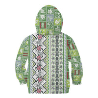 Hawaii Makahiki Turtle Kid Hoodie Green Tapa Pattern - Polynesian Pride