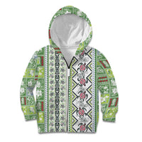 Hawaii Makahiki Turtle Kid Hoodie Green Tapa Pattern - Polynesian Pride