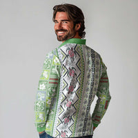 Hawaii Makahiki Turtle Long Sleeve Polo Shirt Green Tapa Pattern LT05 - Polynesian Pride