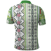 Hawaii Makahiki Turtle Polo Shirt Green Tapa Pattern - Polynesian Pride