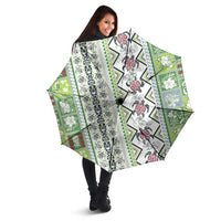 Hawaii Makahiki Turtle Umbrella Green Tapa Pattern - Polynesian Pride