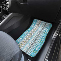 Hawaii Makahiki Turtle Car Mats Blue Tapa Pattern - Polynesian Pride