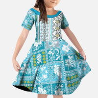 Hawaii Makahiki Turtle Family Matching Puletasi and Hawaiian Shirt Blue Tapa Pattern - Polynesian Pride