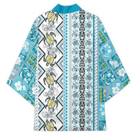 Hawaii Makahiki Turtle Kimono Blue Tapa Pattern - Polynesian Pride