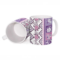 Hawaii Makahiki Turtle Ceramic Mug Violet Tapa Pattern - Polynesian Pride
