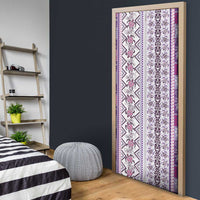 Hawaii Makahiki Turtle Door Cover Violet Tapa Pattern - Polynesian Pride