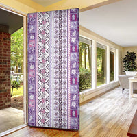 Hawaii Makahiki Turtle Door Cover Violet Tapa Pattern - Polynesian Pride