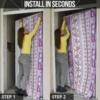 Hawaii Makahiki Turtle Door Cover Violet Tapa Pattern - Polynesian Pride