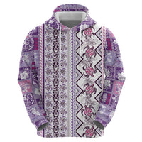 Hawaii Makahiki Turtle Hoodie Violet Tapa Pattern - Polynesian Pride