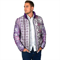 Hawaii Makahiki Turtle Padded Jacket Violet Tapa Pattern - Polynesian Pride