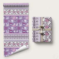 Hawaii Makahiki Turtle Wrapping Paper Violet Tapa Pattern - Polynesian Pride