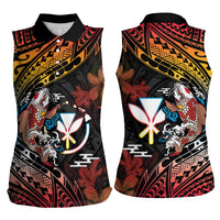 Hawaii And Japan Women Sleeveless Polo Shirt Koi Fish With Kanaka Maoli LT05 - Polynesian Pride