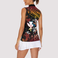Hawaii And Japan Women Sleeveless Polo Shirt Koi Fish With Kanaka Maoli LT05 - Polynesian Pride