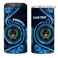 Personalised FSM Pohnpei 4 in 1 Can Cooler Tumbler Ocean Floral Pattern LT05 One Size: 16 oz Blue - Polynesian Pride