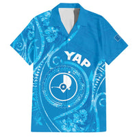Personalised FSM Yap Family Matching Puletasi and Hawaiian Shirt Ocean Floral Pattern LT05 Dad's Shirt - Short Sleeve Blue - Polynesian Pride