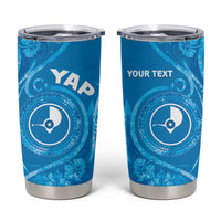 Personalised FSM Yap Tumbler Cup Ocean Floral Pattern LT05 Blue - Polynesian Pride